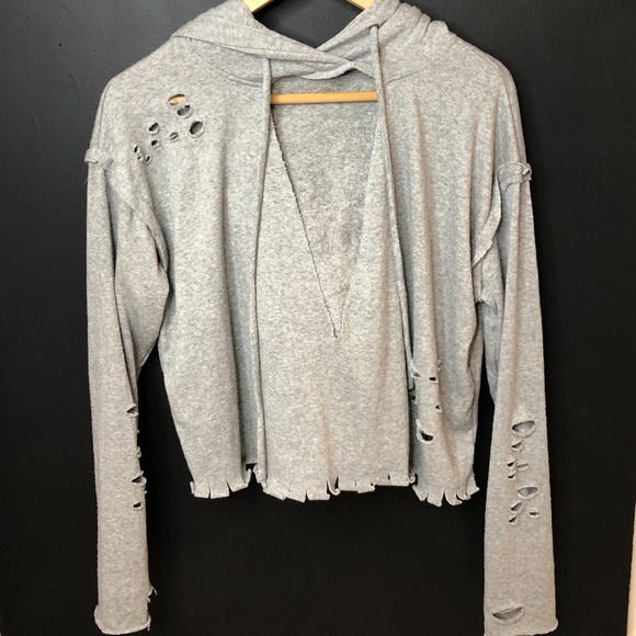 emory park Tops - Distressed Gray Crop sweatshirt